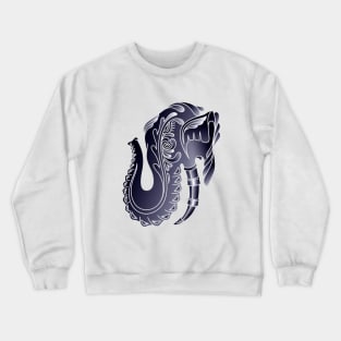 Decorative Elephant Head Side Profile Illustration Crewneck Sweatshirt